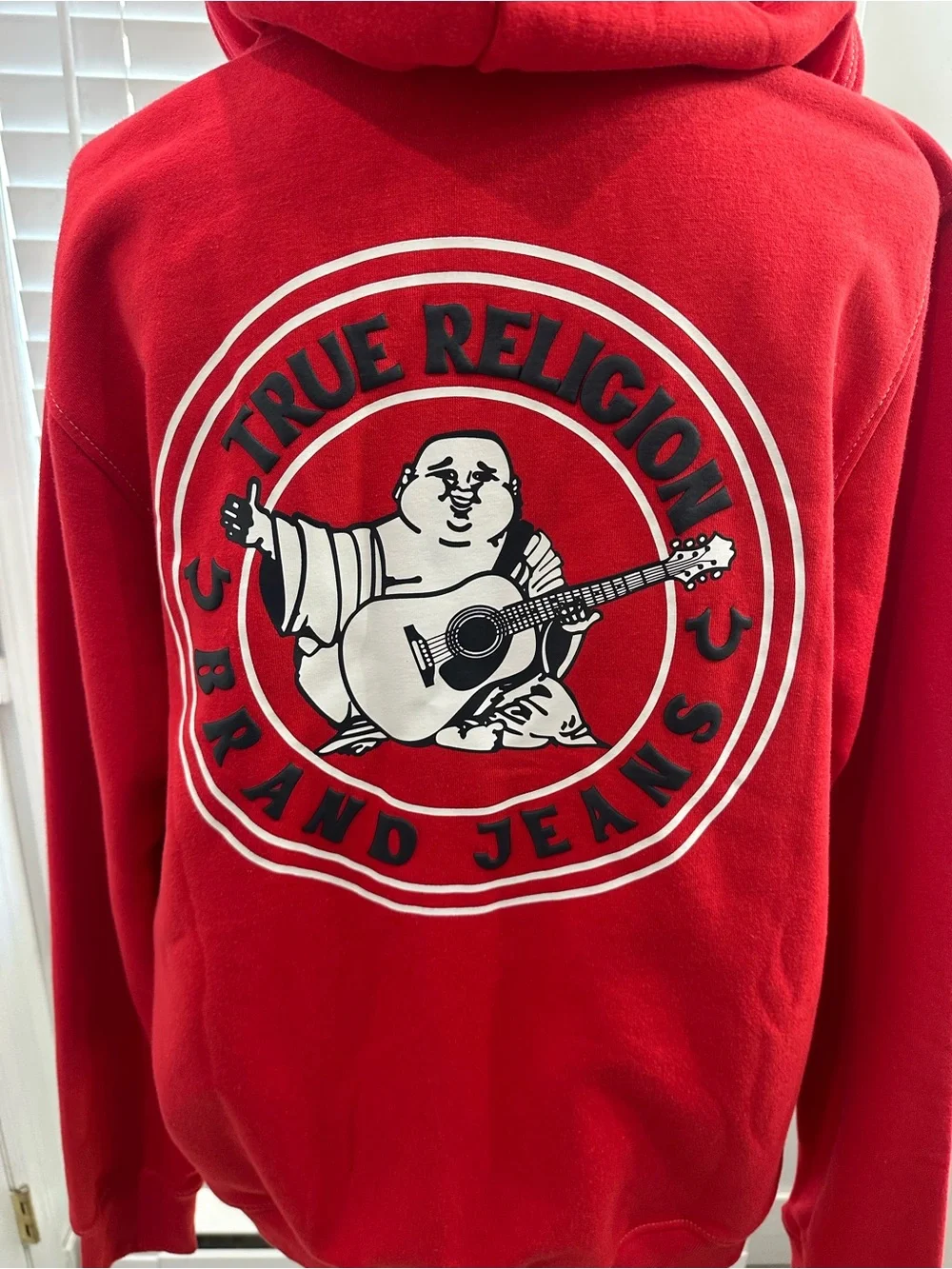 True Religion Red Full-Zip Hoodie with White Horseshoe